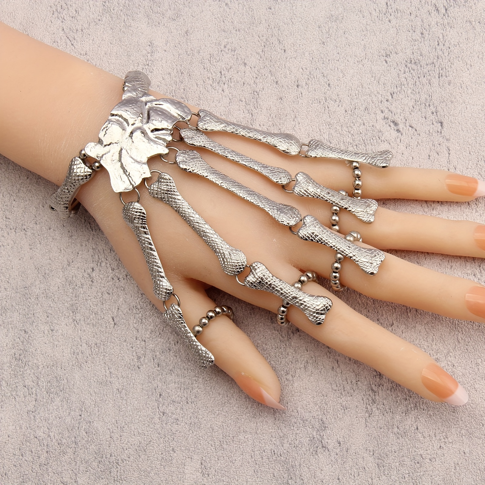 

Bold Gothic Punk Skeleton Skull Bracelet - Zinc Alloy, Halloween & Parties