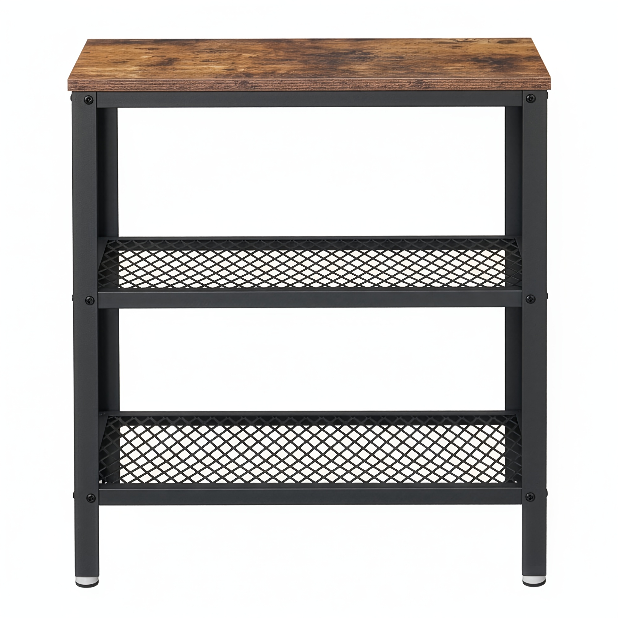 Side Table, End Table, Decorative Table With 2 Mesh Shelves, Hallway, Living Room, Bedroom, Office, Narrow, Stable, Space , Easy Assembly, , Rustic Brown, 60.5 X 30.5 X 60.5cm