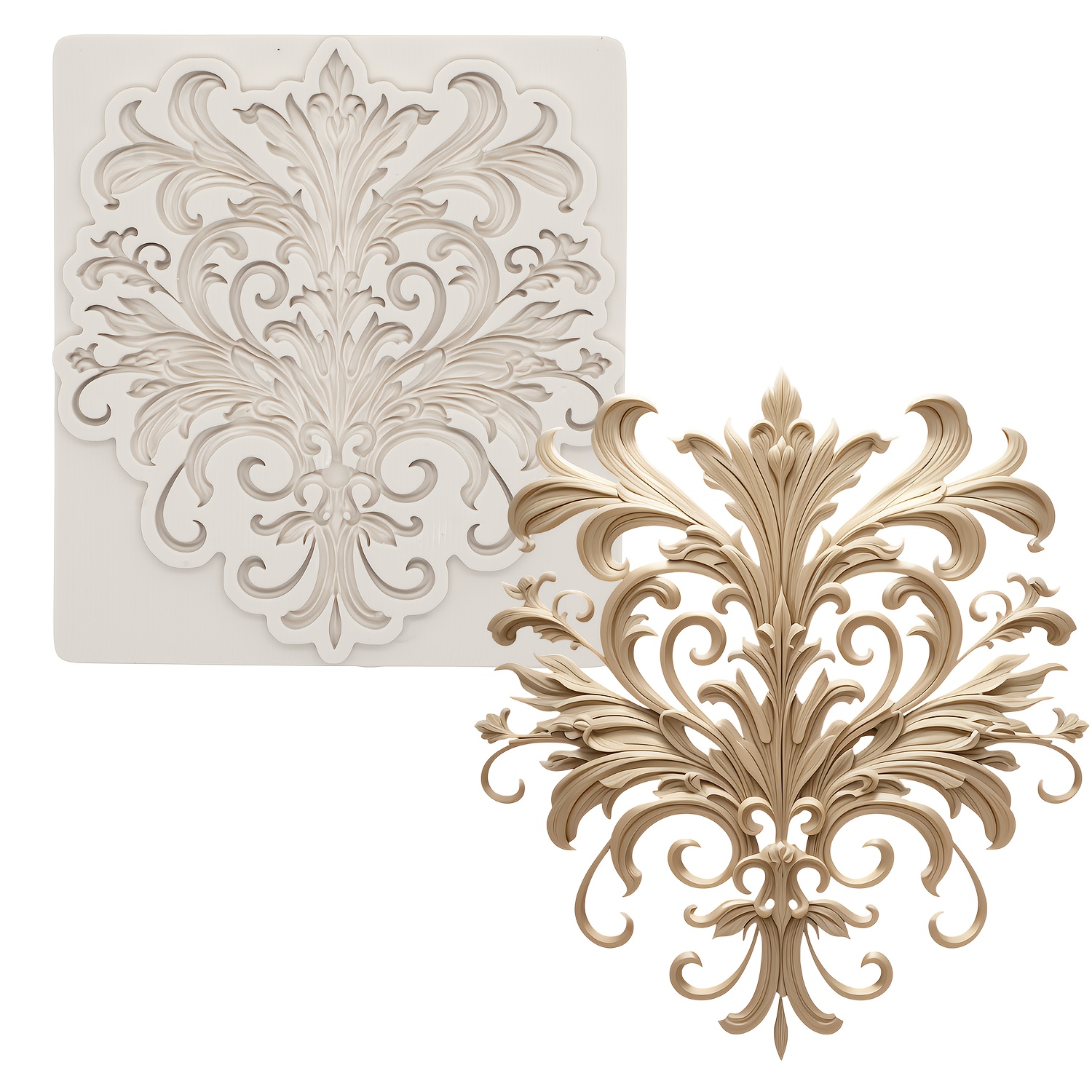 Image of Baroque Floral Silicone Mold For Cake Decorating - Versatile Fondant, Resin & Diy Photo Frame Crafting Tool - Perfect For Halloween, Christmas, Valentine's, Thanksgiving & Mother's Day