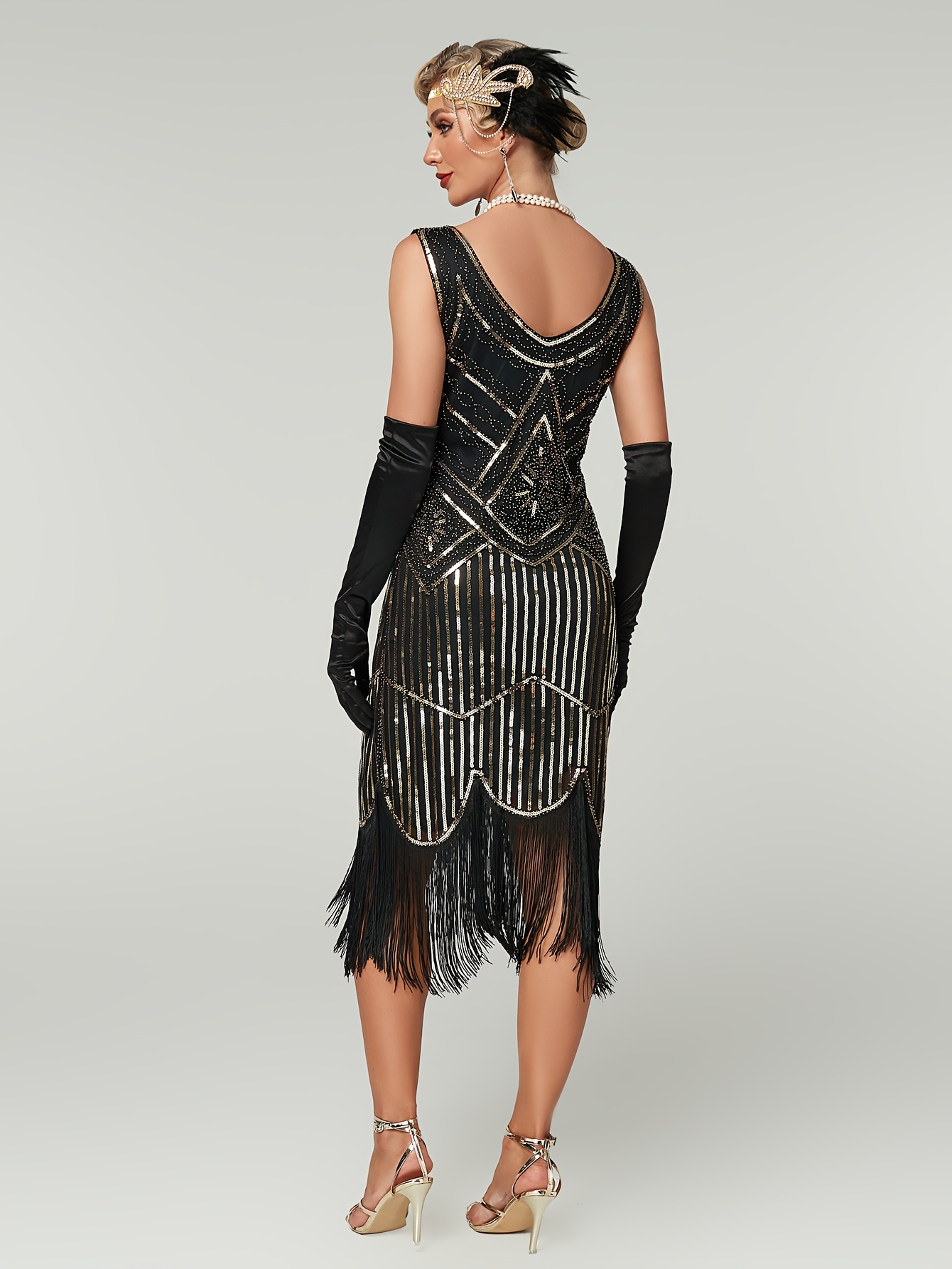 plus size 1920 vintage sequin ball fringe short