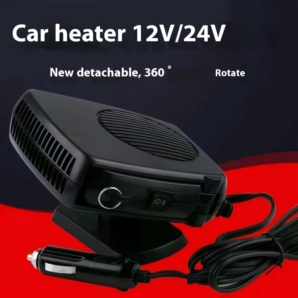 TEMU Portable Car Fan Heater With & - 12v/24v Heating & Cooling Fan For All Vehicles, Black, For Winter & Summer Use, Window Defroster | Small Car Fans | High Efficiency Ventilator