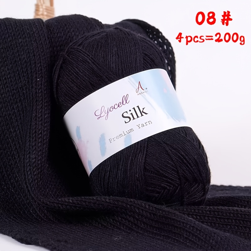 TEMU 200g/4pcs High Quality Pure Silk Medium-thin Yarn For Crochet, Lightweight And Breathable Clothing Yarn, Good Color Fastness Yarn Ball, Handmade