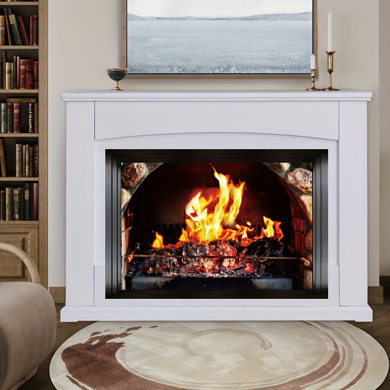 Image of Self-adhesive Removable Wall Stickers Compatible For Bedroom & Living Room - Pvc Peel And Stick Wallpaper With Flame & Fireplace Decor, Installation, Residue-free Removal (no Glue Needed)