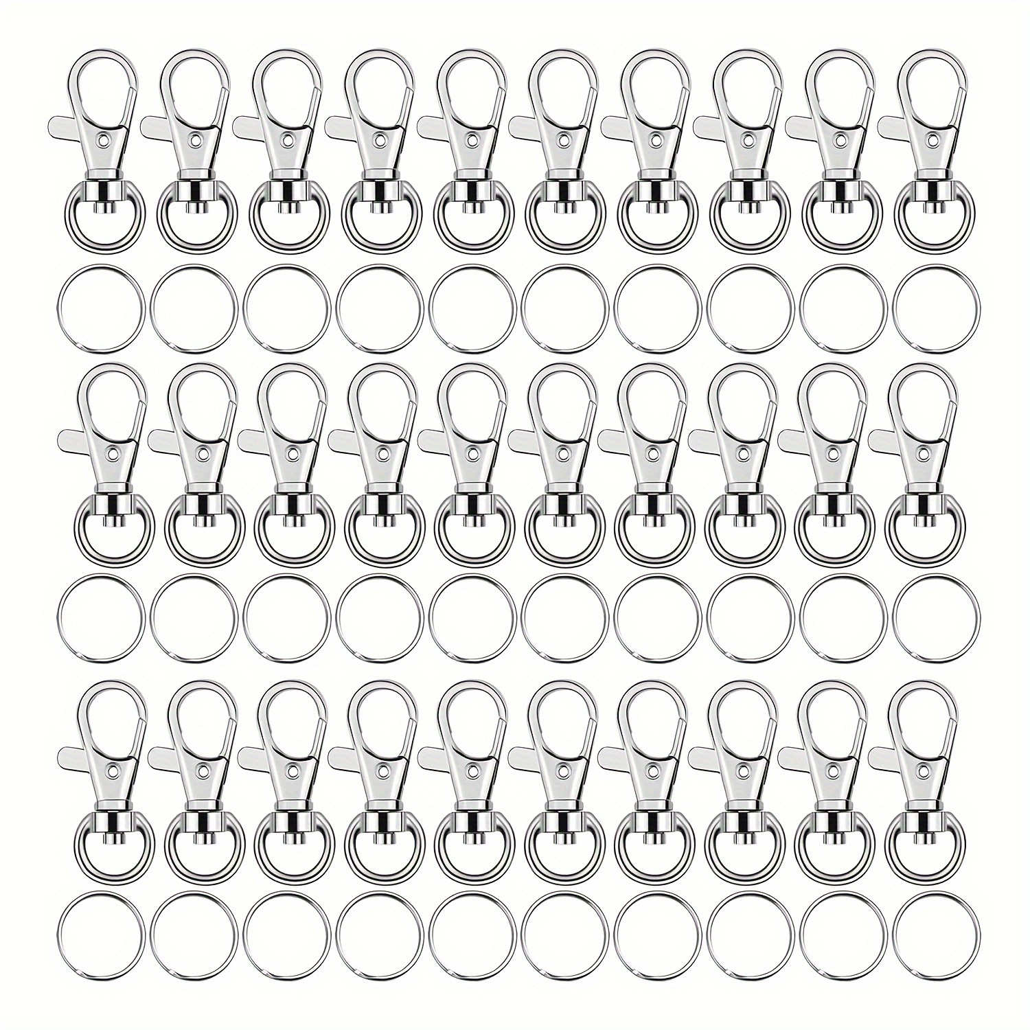 

200pcs Metal Keychain With Rotating Spring Hook Key Ring, Alloy Hook , Hanging Rope, Hardware Accessories