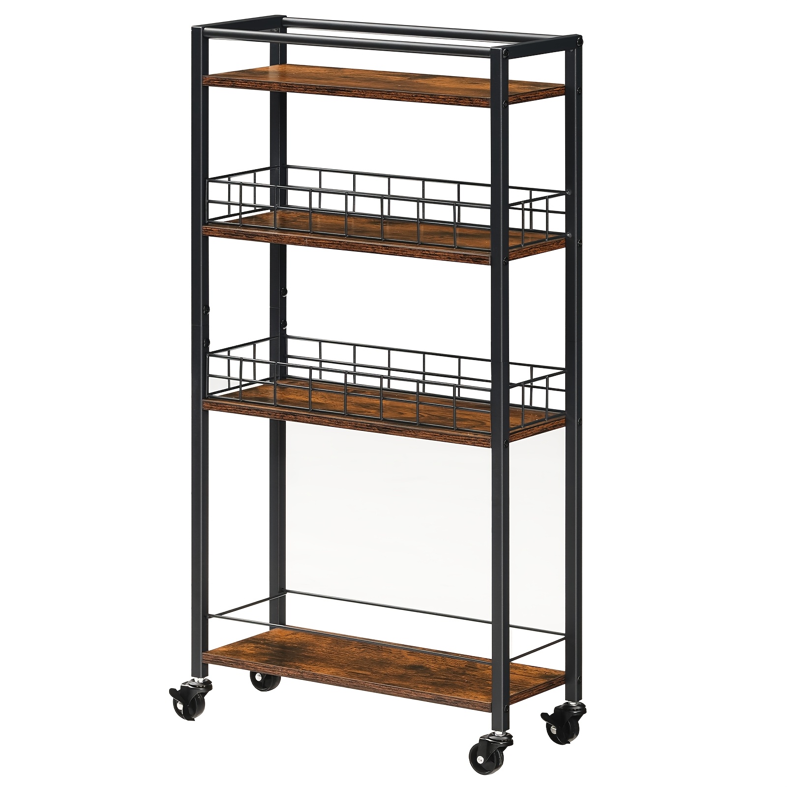 TEMU Trolley, Storage Cart, Wheeled Storage Rack, Easy To Move, 4-tier Storage Rack, , Suitable For Kitchen, Living Room, Or Bathroom, Etc.