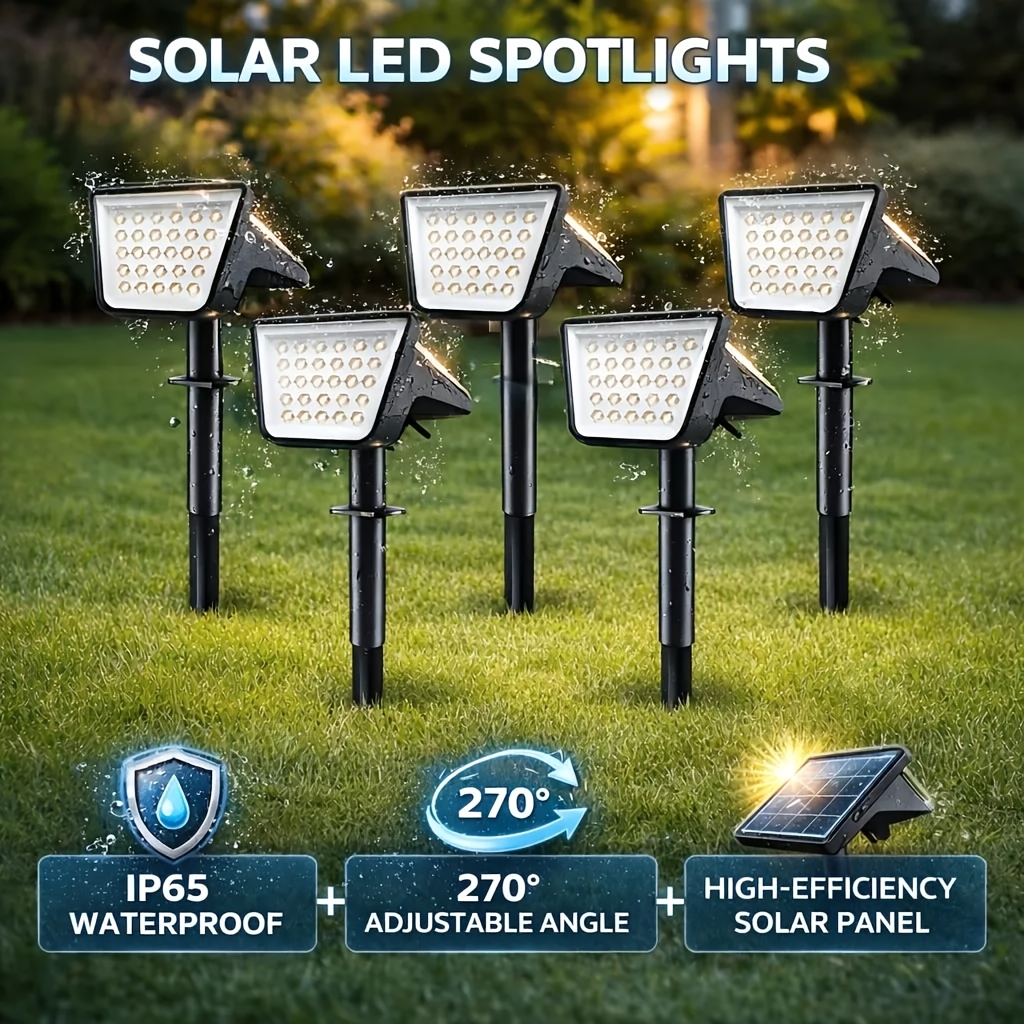 T-SUN LED Solar Spotlights – IP65 Outdoor Garden Lights (1-4 Pcs) Warm White/Cold White/RGB - View #3