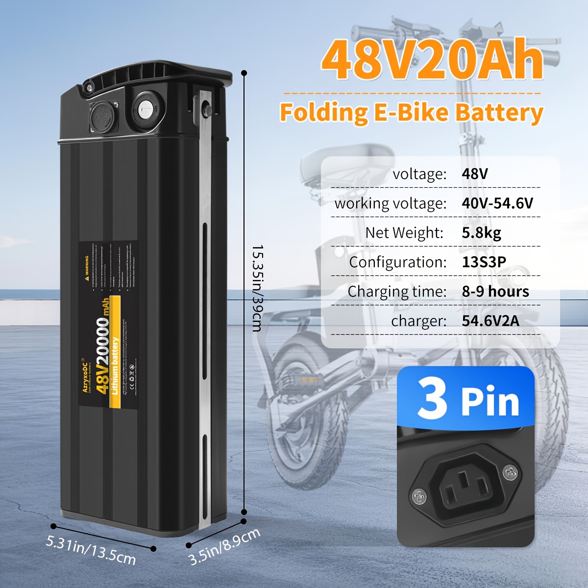 silvery fish 48v20ah folding electric bike lithium battery Temu
