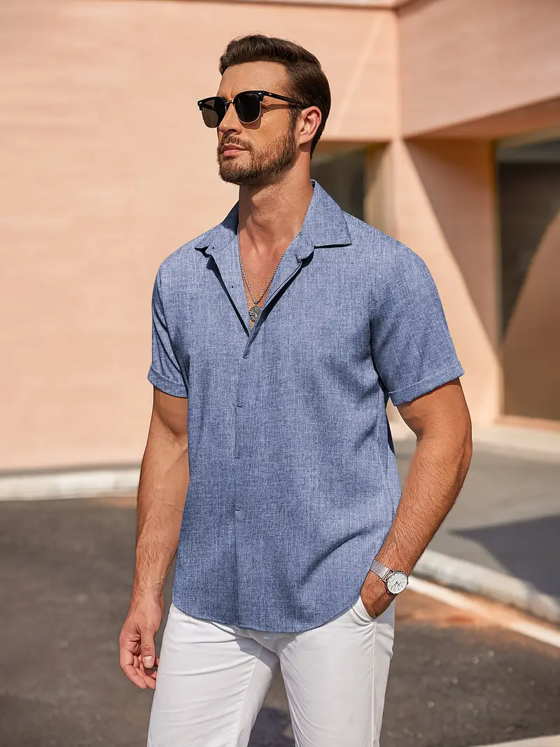 COOFANDY Men's Casual Short Sleeve Button Down Shirt – Lightweight Beach Wedding Summer Shirt