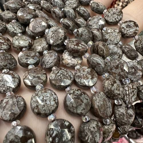 8 10mm natural coffee snowflake stone flat round satellite beads loose spacer beads for jewelry making diy handmade accessories bracelet necklace