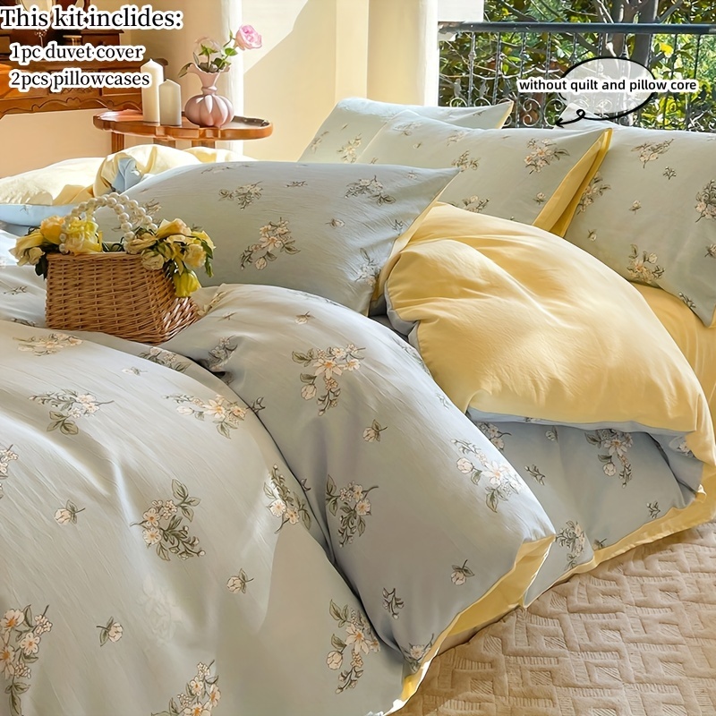Print Bedding Set 3pcs Quilt Cover + Pillowcase Without Core