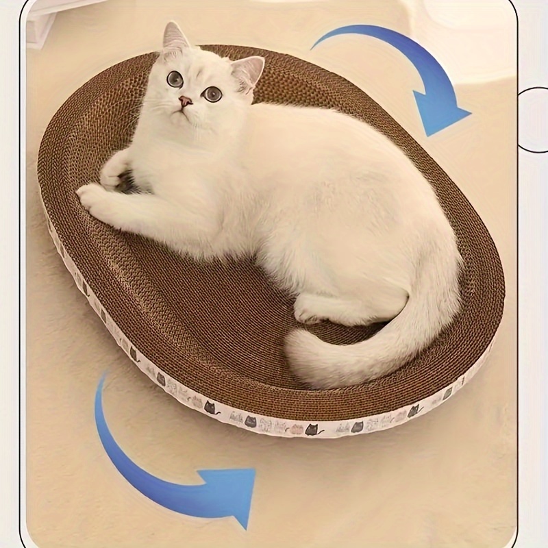 

Lit pour chat ovale de qualité supérieure - Griffoir en carton durable et nid douillet pour chats d'intérieur - Jouet d'entraînement amusant pour animaux de compagnie