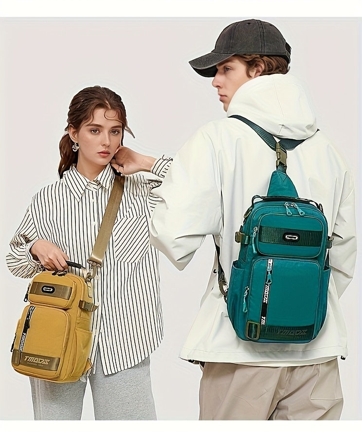 unisex chest backpack large capacity convertible crossbody handheld waist pack with multiple compartments padded shoulder straps waist clip for outdoor hiking gym travel durable casual outdoor bag 18 colors backpack for travel hiking essentials stylish outdoor gear secure zipper closure details 38