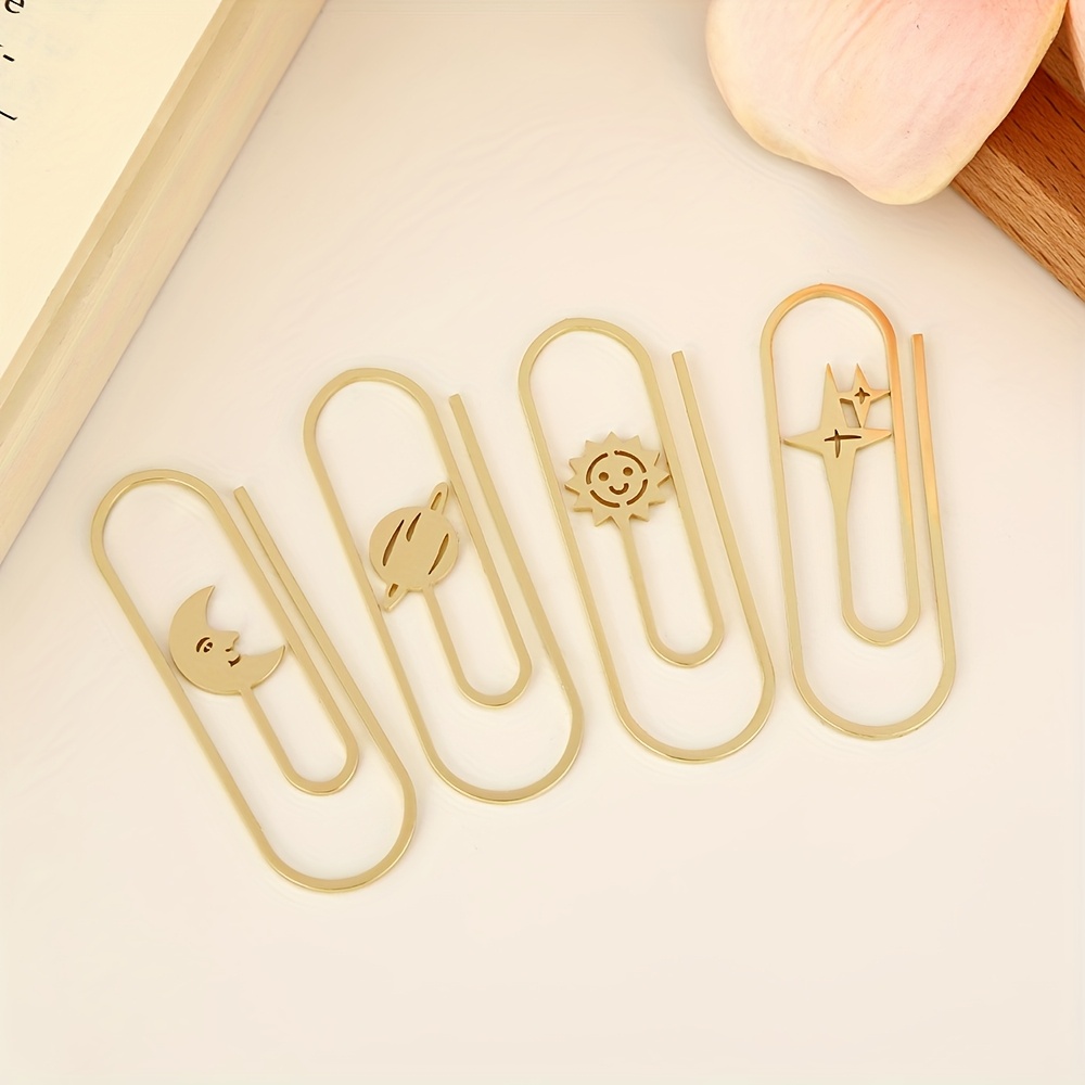 2 sets of star and moon ocean theme paper clip bookmarks metal paper clip bookmarks cultural and creative small gifts book page clips students creative paper clip stationery