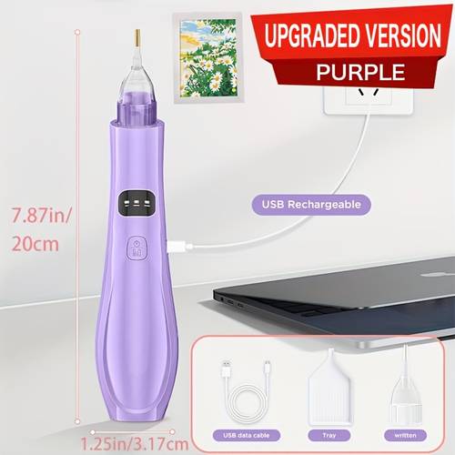 electric diamond painting pen with diamond storage tray ergonomic handle durable and stable diamond dotting art tool multi attachment compatible design high quality grip durable craft tool