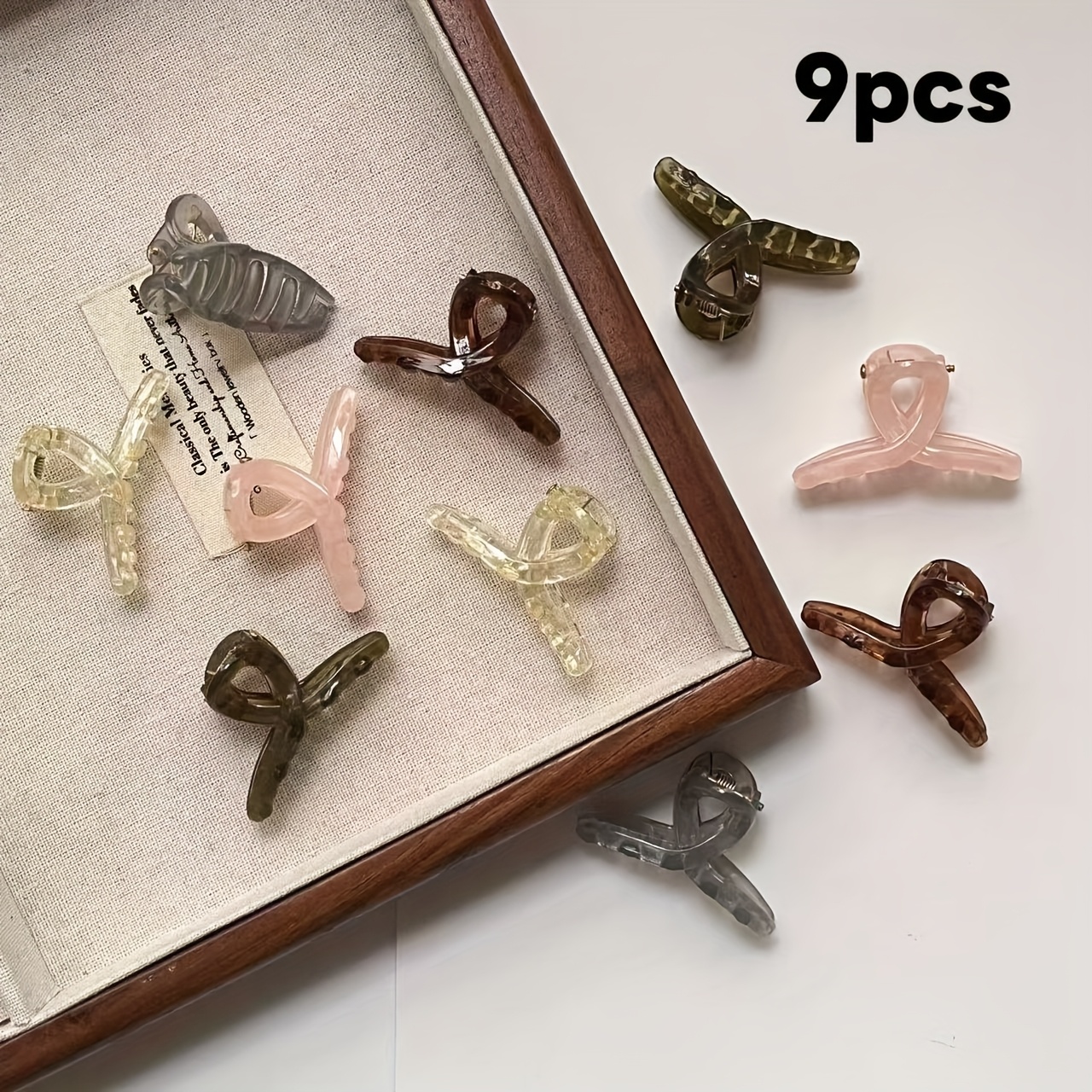 E-shop Zufällige 9 Stück Mini Pony Haarspangen Kreuz Clip Hai Clip Leichte Farben Serie