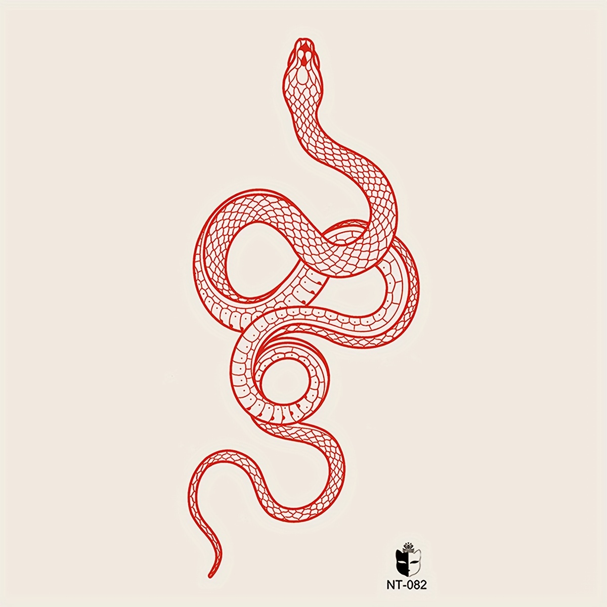 Temporary Waterproof Tattoo Sticker Featuring A Red Snake Design, Suitable For Parties, To Be On The Arm, Chest, Abdomen, Back, Legs, Shoulders, Neck, And Collarbone, Sold As A Single Piece