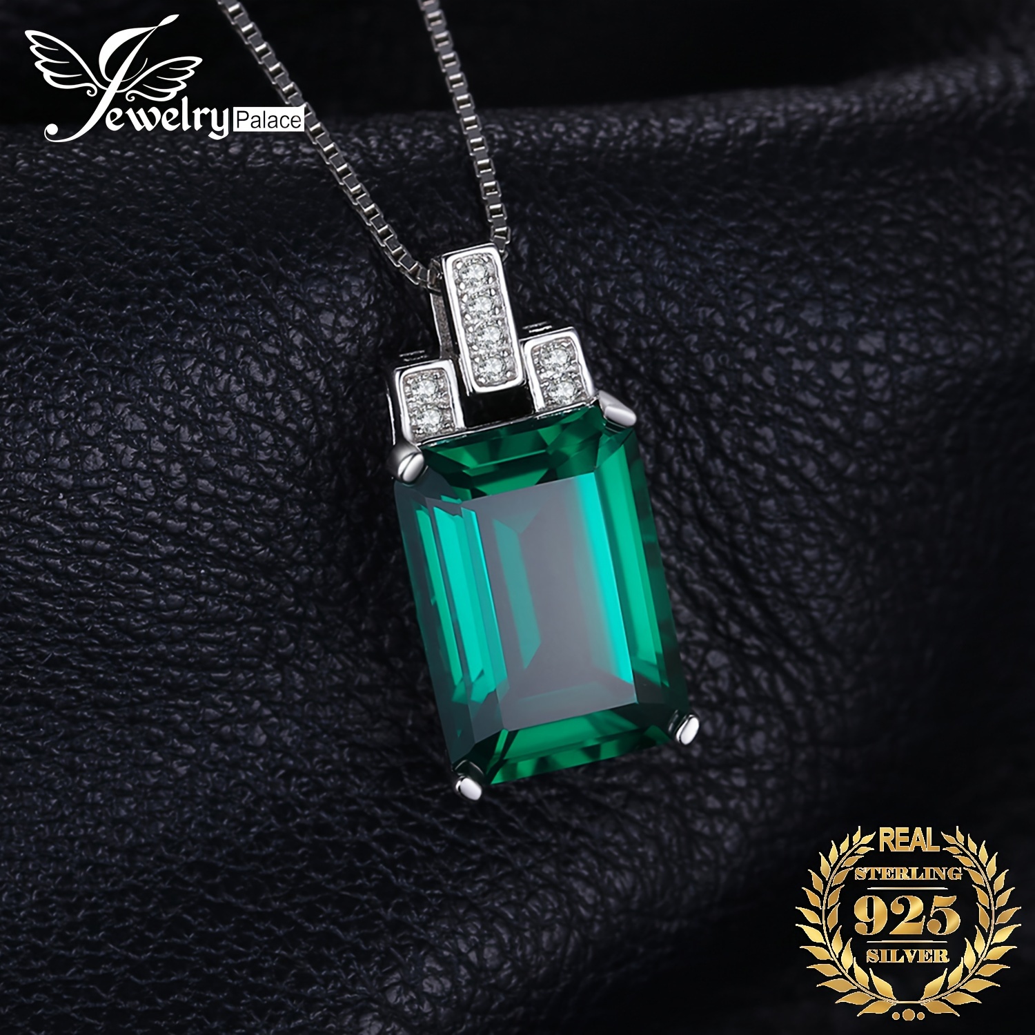 

1pc 925 Sterling And Luxury Emerald Cut Simulated Green Emerald Silvery Pendant Necklace For Women For Girl For Dating Gift For Prom Party Banquet Fine Jewelry