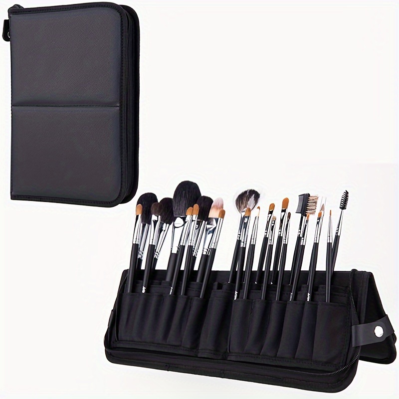 

Large Capacity Makeup Brush Organizer - 29-slot Dustproof Storage Bag, Portable & Stand-up Design, Nylon, Scent-free