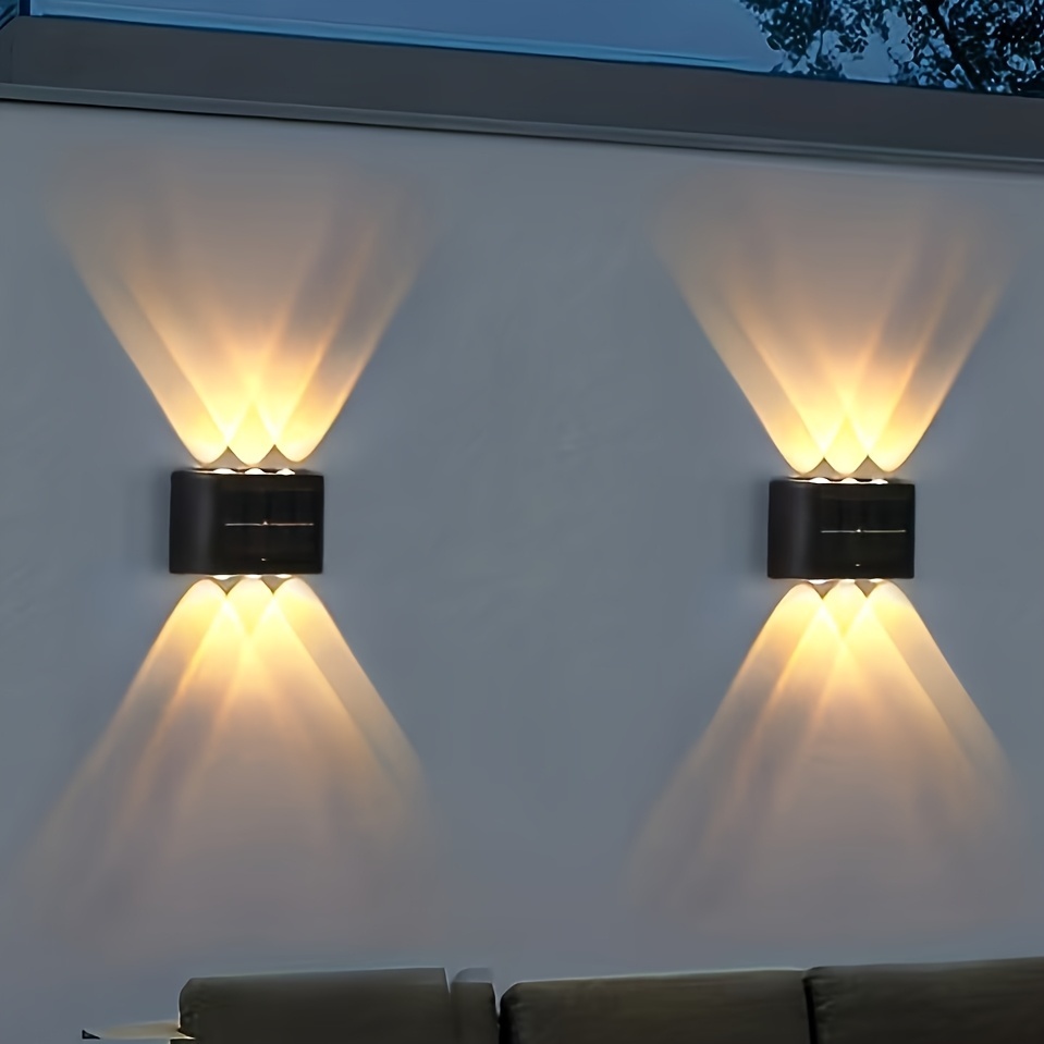 2pcs solar led light outdoor solar spotlight landscape balcony exterior wall decoration solar wall light outdoor exterior wall light dusk to dawn suitable for outdoor     and wall lights   in warm or  