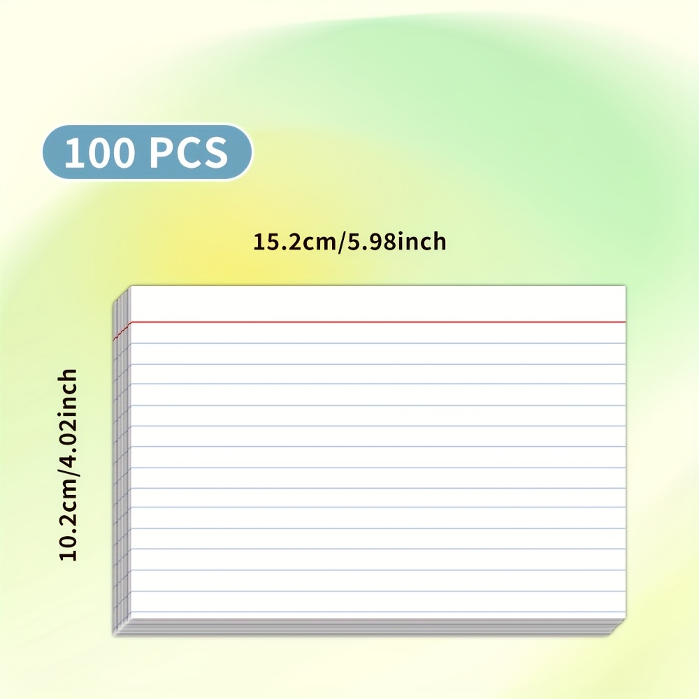 E-shop 100/200 Blatt 2-Stil Einseitige Indexkarten, 102X152Mm/76X127Mm Hochwertiges Holzfreies Papier, Geeignet für die Organisation von Lernnotizen