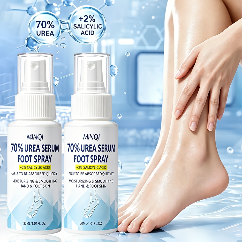 Image of 2pcs To 70% Urea And 2% Salicylic Acid Foot Spray, 2-pack, Suitable For Dry Cracked Rough And Uneven Skin, Leaves Hands And Feet Feeling Smoother And , Suitable For Heels Feet Hands