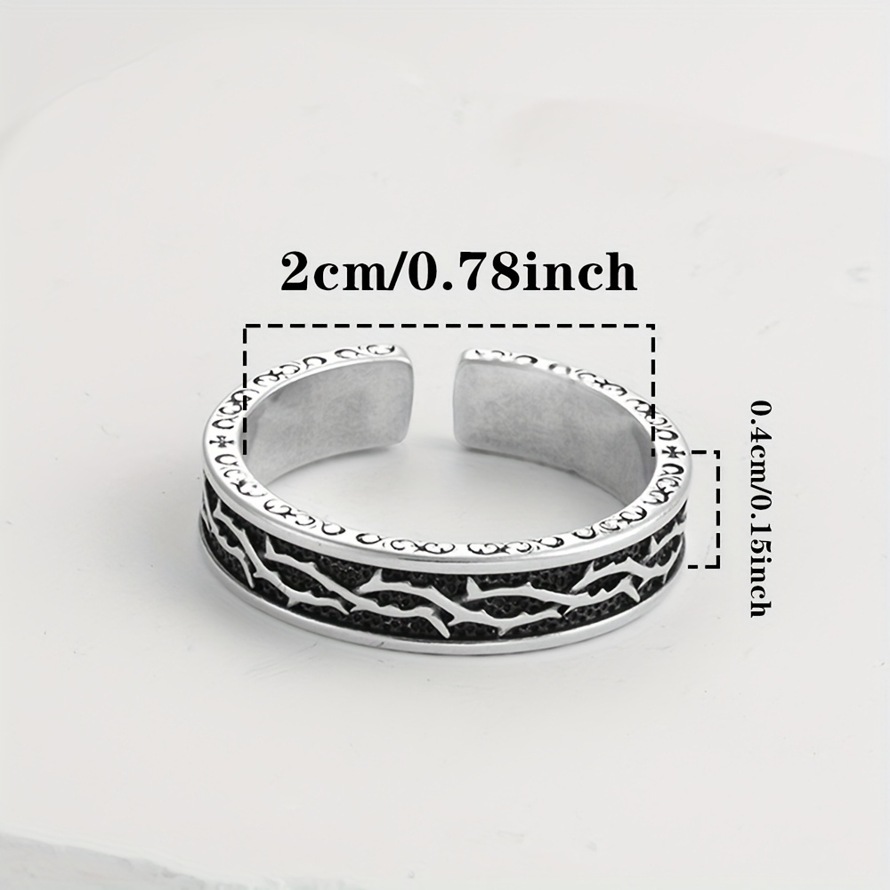 Vintage Distressed Striped Ring, Adjustable Size, Trendy Design