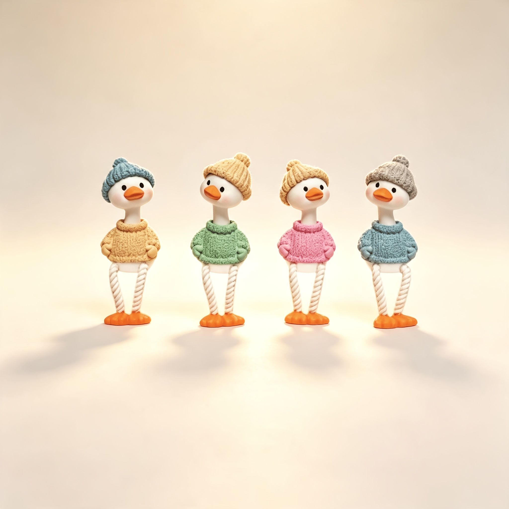 TEMU 4pcs Duck Feet Ornaments, Knitted Sweater Hat Style Ducks, Desktop Micro Landscapes Decorative Small Ornaments Gifts, Car Ornaments Home Holiday
