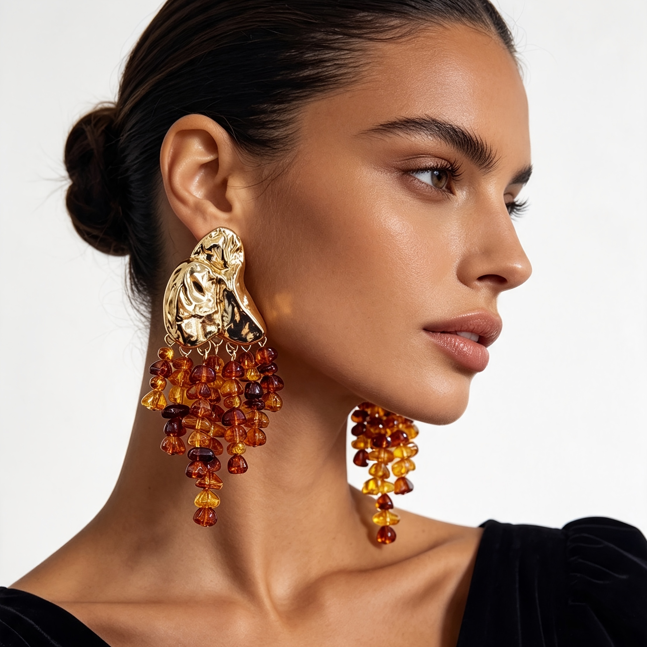 Women's Ruched Texture Irregular Metal Plate Drop Earrings