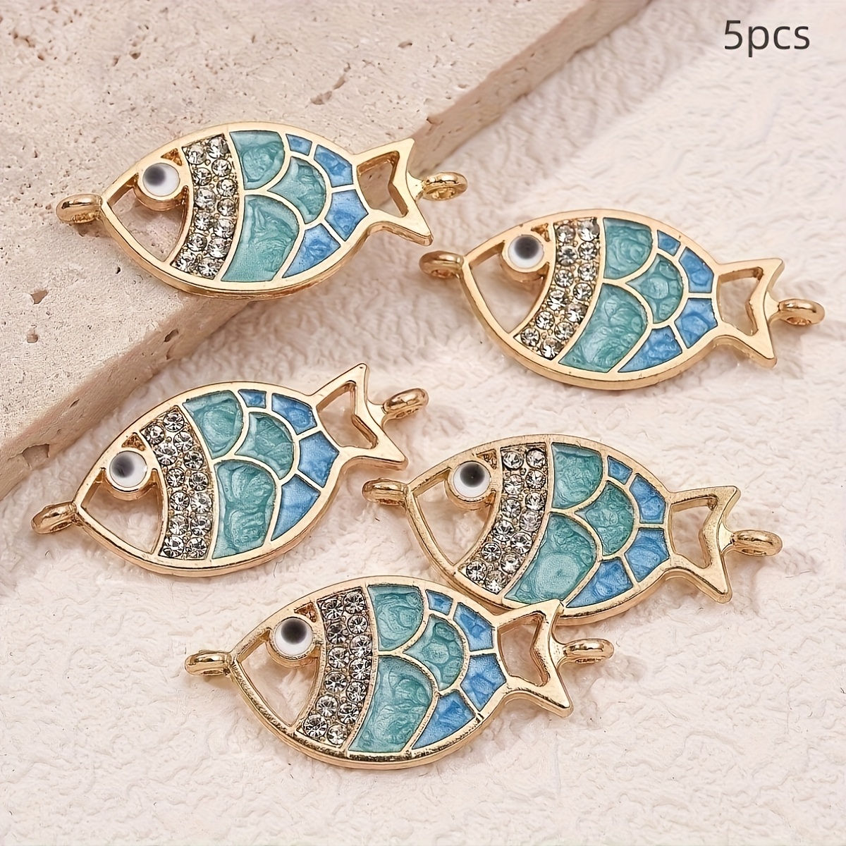 TEMU 3pcs/5pcs Goutte d'Huile en Alliage Vintage Élégante et Unique, Pêche , Double Pendentif, Connecteurs, Ajouts pour Bracelets et