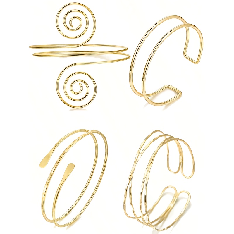 TEMU Set da 4 pezzi di accessori a polsino per braccio da donna, bracciali a polsino stile , bracciali a polsino a spirale regolabili