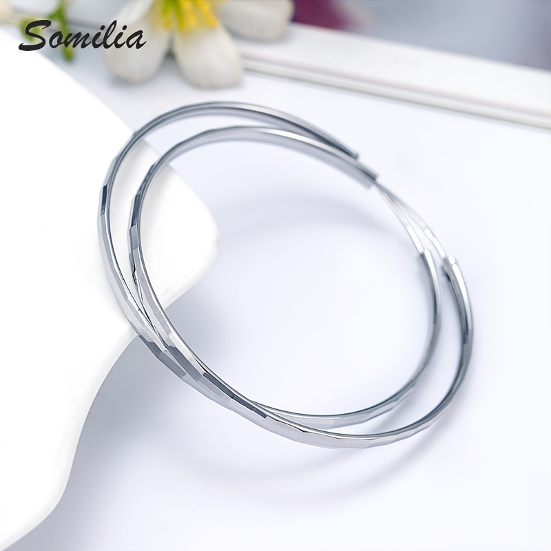 Silver Plated Circular Earrings with Geometric Patterns