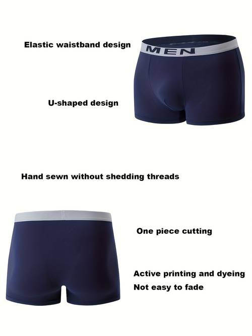 10pcs set of mens breathable boxer underwear comfortable and stretchy solid color casual sports underwear