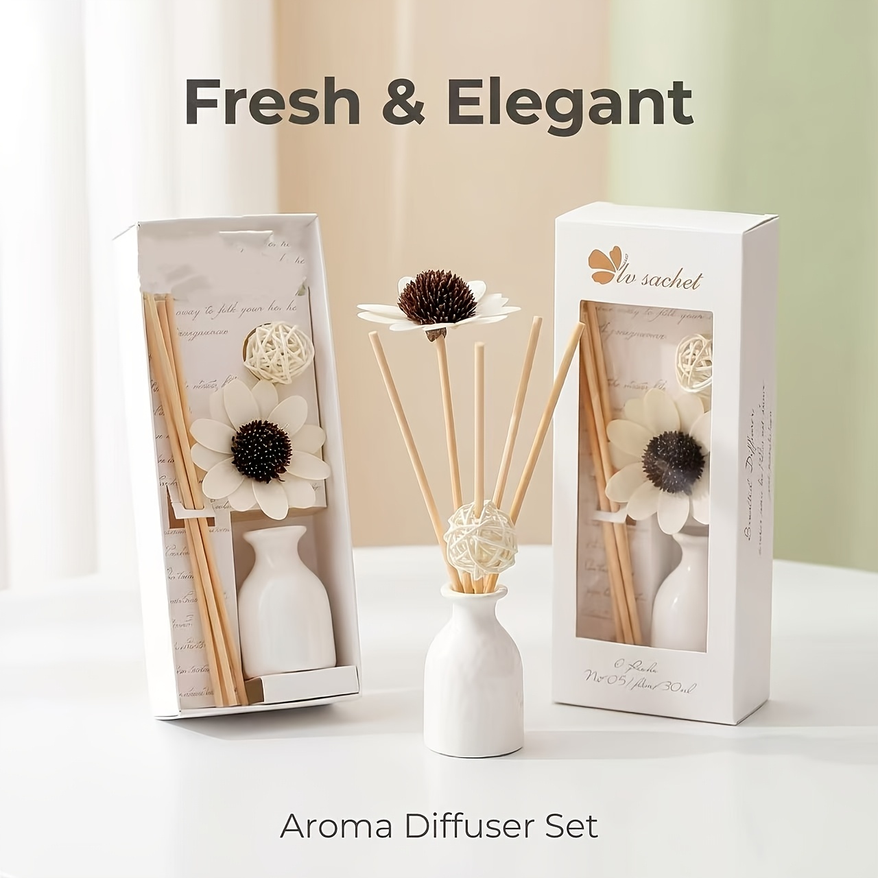 TEMU Diffuseur feu Bouteille en céramique Bâtonnets de Décoration de meubles Ornements Cadeau de Noël