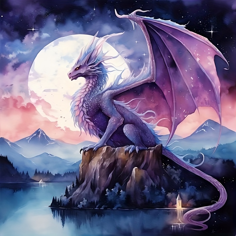 

1pc Dragon Pattern 5d Diamond Art Painting Full Round Diamond Handmade Craft Art Kits Home Wall Decor Gift