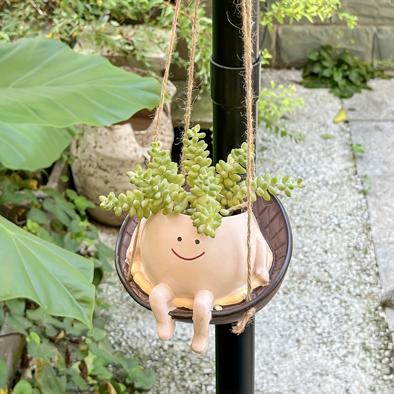 Image of 1pc/plant Succulent Potted Flower Pot Hanging Flower Pot Small Swing Chair Garden Flower Pot