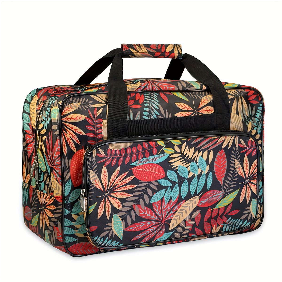 

1pc Fabric Sewing Machine Carry Case With Pocket, Mixed Pattern, Universal Travel Tote Storage Bag For Most Standard Sewing Machines