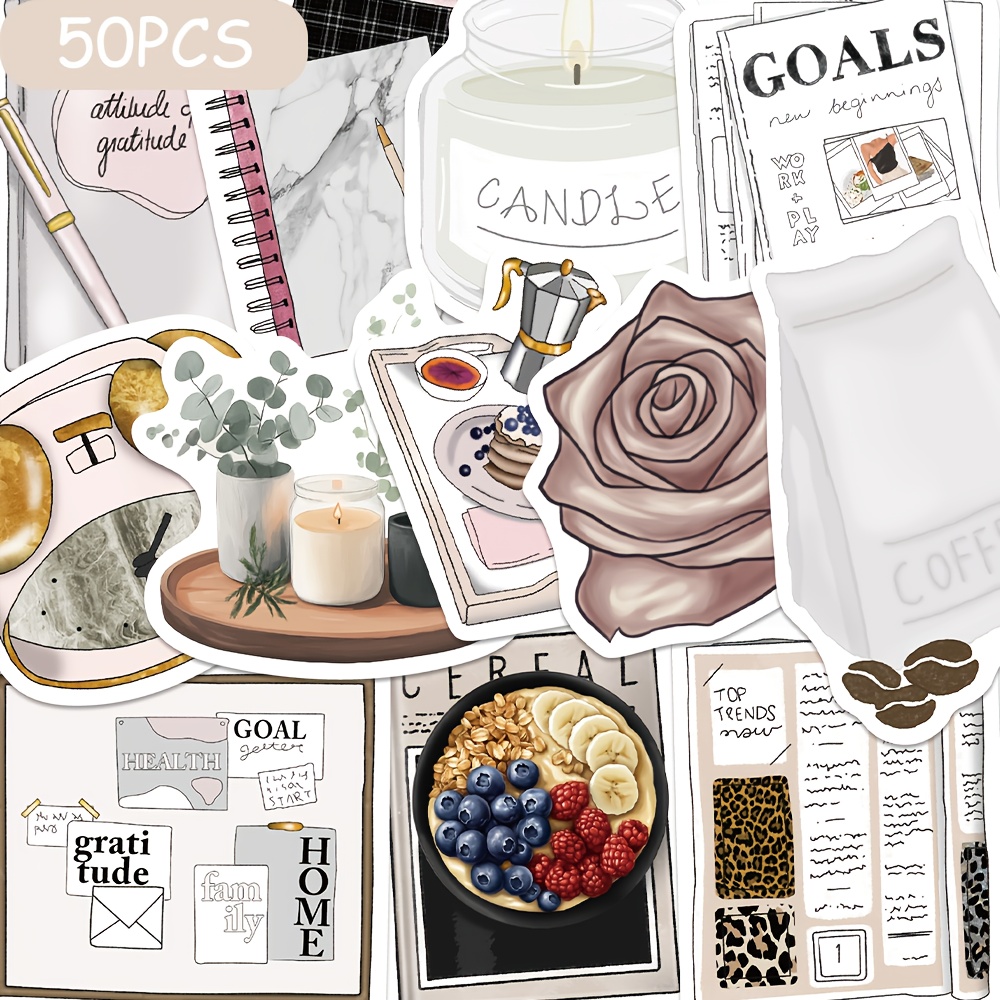 50pcs Of Vintage-style Stickers For Decorating Scrapbooks, Phones, Laptops, Luggage, Suitcases, And Skateboards