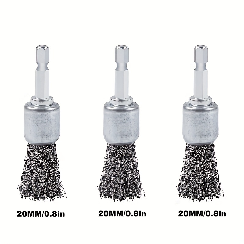 E-shop 3/6/10 Drahtbürsten mit 1/4 Zoll Sechskantschaft, Becherbürste, Radschleifbürste, Stiftbürsten-Set zur Entfernung von Rost, Korrosion und