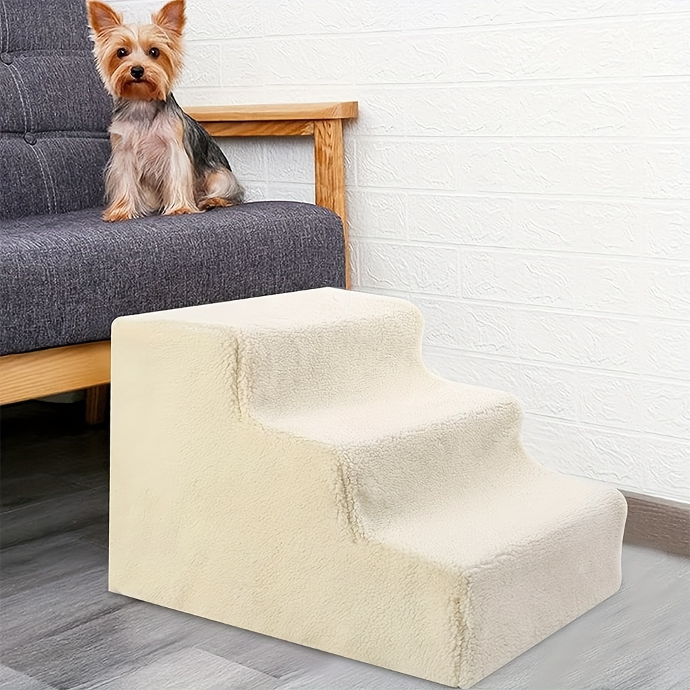 Scaletta Per Cani Piccoli 2 Gradini In Schiuma - Rampa Lavabile Per Divano E Letto, Antiscivolo, Beige