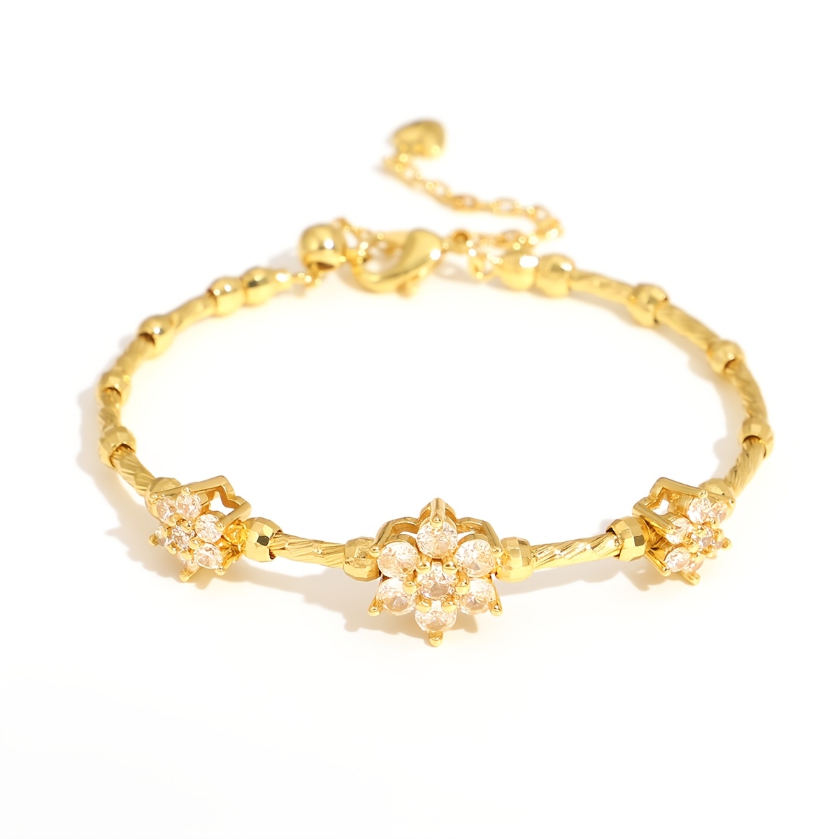 TEMU 1pc Exquisite Synthetic Zirconia Bangle Women High Quality Copper Bracelet Female Wedding,banquet Jewelry Valentine's Day&mother's Day Jewelry