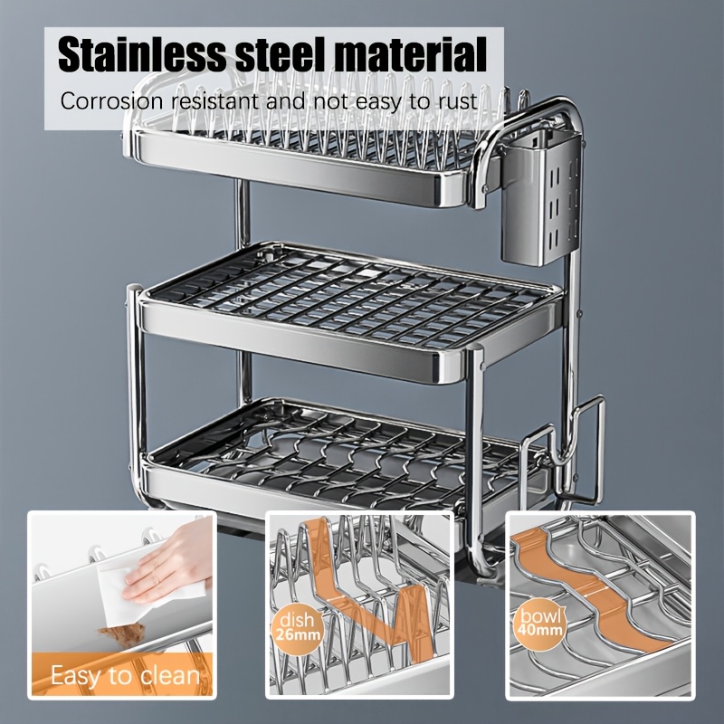 stainless steel kitchen organizer plates utensils with its space saving rust resistant design   modern kitchen countertops and daily home use Product details 2