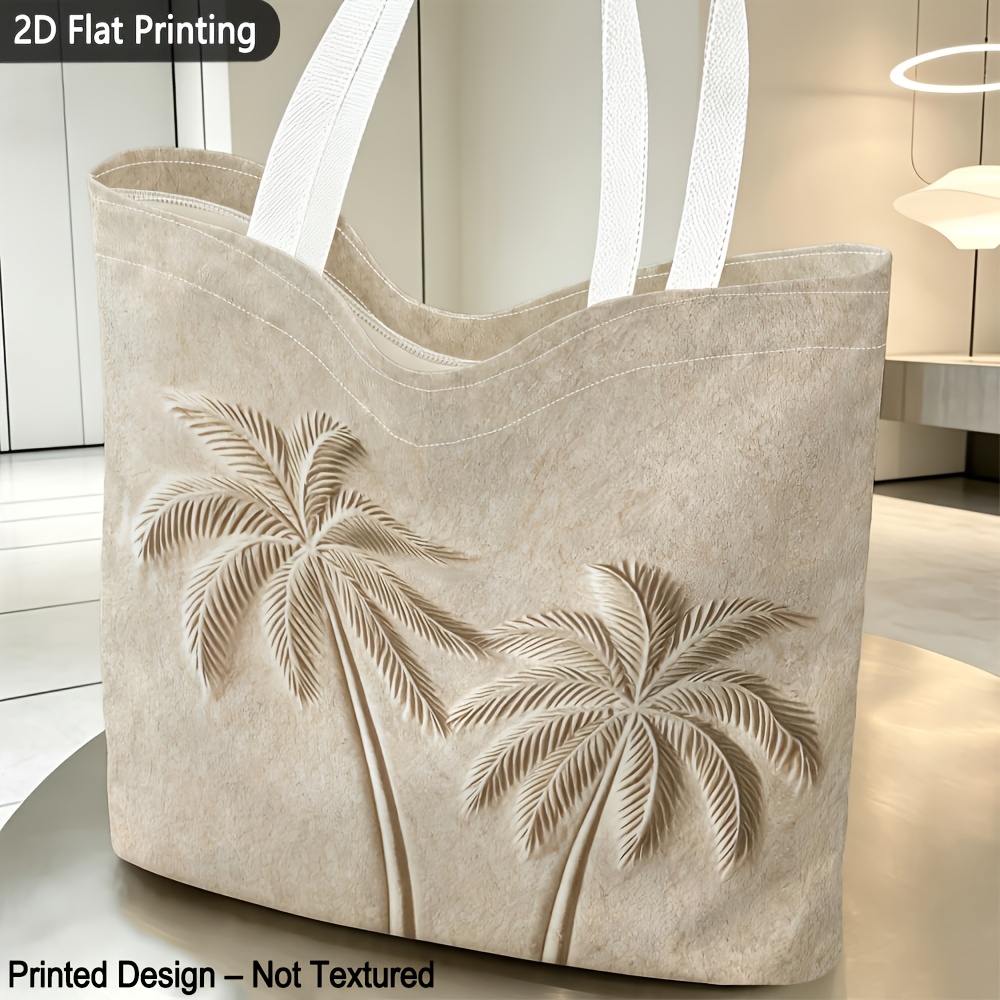 TEMU 1pc, Women's Shoulder Bag, [printed Design - Not Textured] 2d Flat Palm Tree Double-sided Printed Pattern Shoulder Bag, Exquisite Women's
