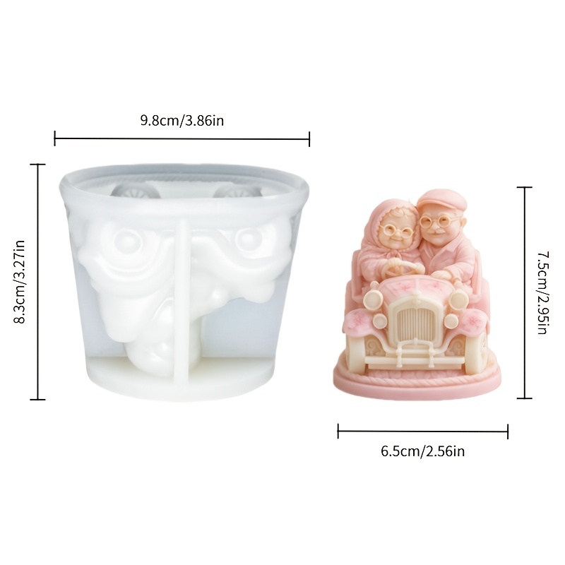 TEMU A Silicone Mold Depicting An Elderly A Scenic A Vintage Car—ideal For Candle-making. Resin Casting Molds. From Flexible, Durable, And Reusable