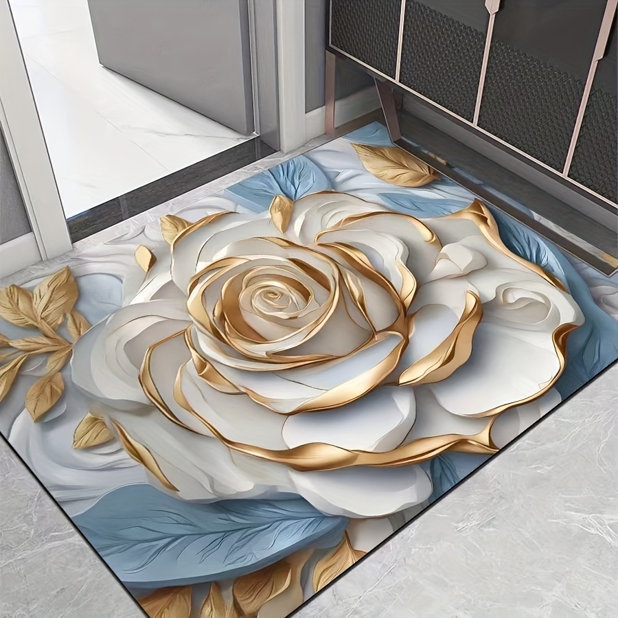 

1pc Fashionable 3d Flowers Pattern Diatomaceous , Quick Drying Floor Mat, Toilet Water Absorption Anti Slip Foot Mat, Bathroom Carpet, Bathroom Mat Your Bathroom ,nice Carpet Long