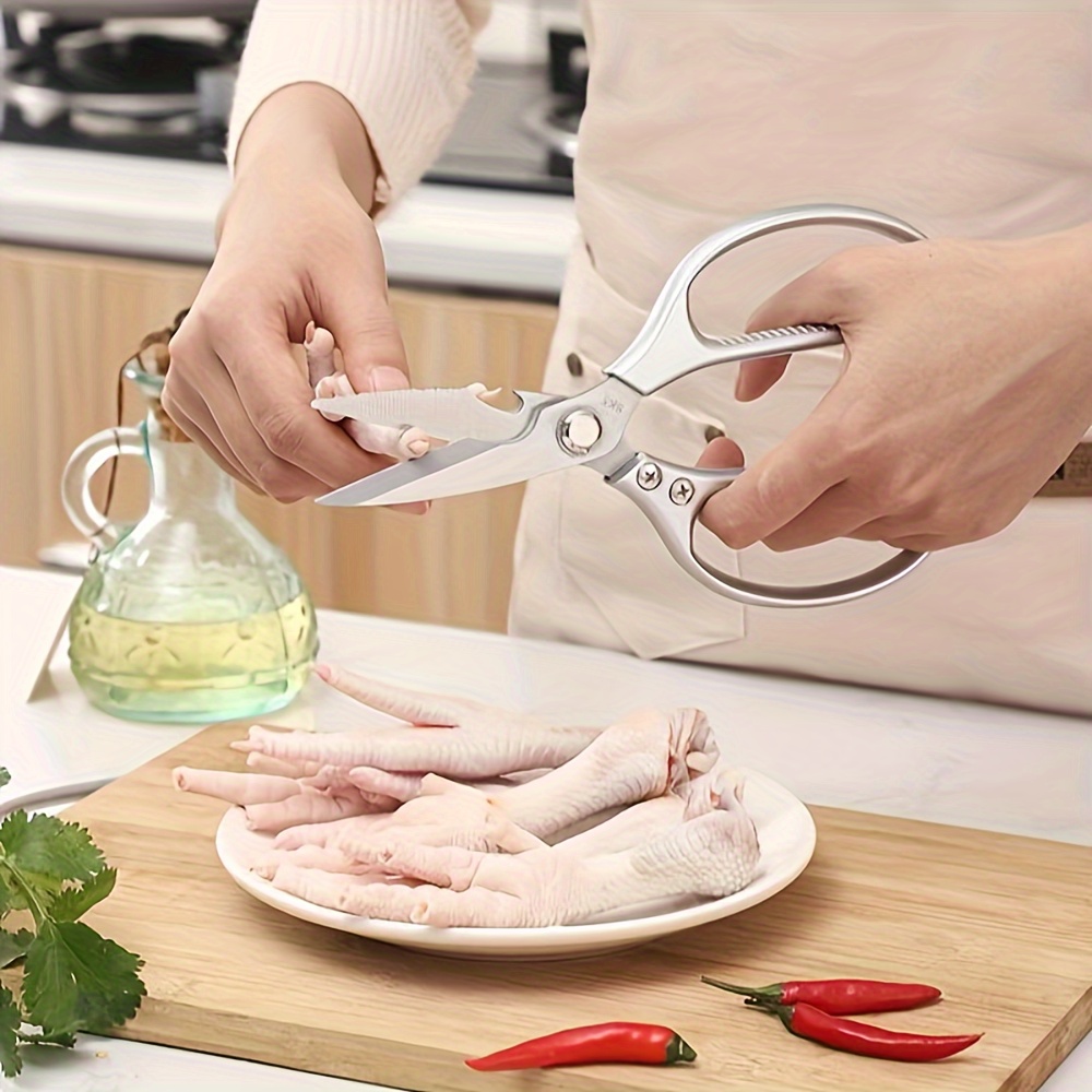 a   steel kitchen scissors for home use suitable for cutting chicken duck and fish     with fish scale scraper a small kitchen tool accessory details 0