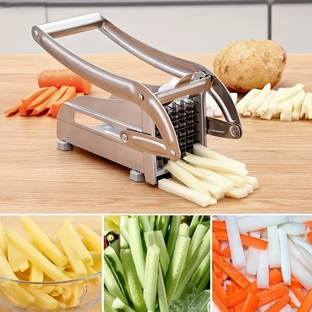 

Stainless Steel French Fry Cutter, Manual Potato Slicer Vegetable Chopper For Home Kitchen - Durable Hand Press Cutter Tool For Cucumbers, Carrots - Food Contact Safe Outdoor Kitchen Appliance