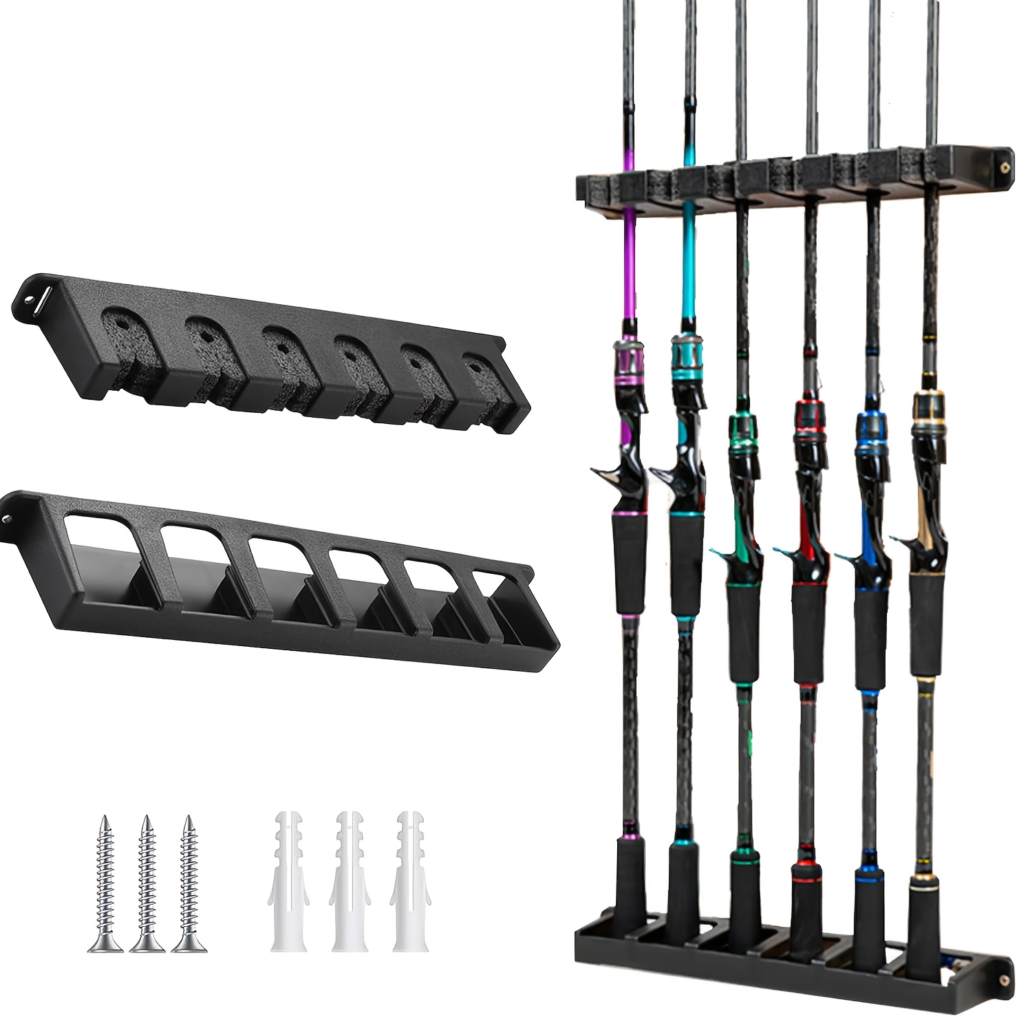 abs fishing rod holder 6 rods fishing rod holder wall mounted black abs fishing rod holder   high density   storage rack for garage sports equipment yacht boat