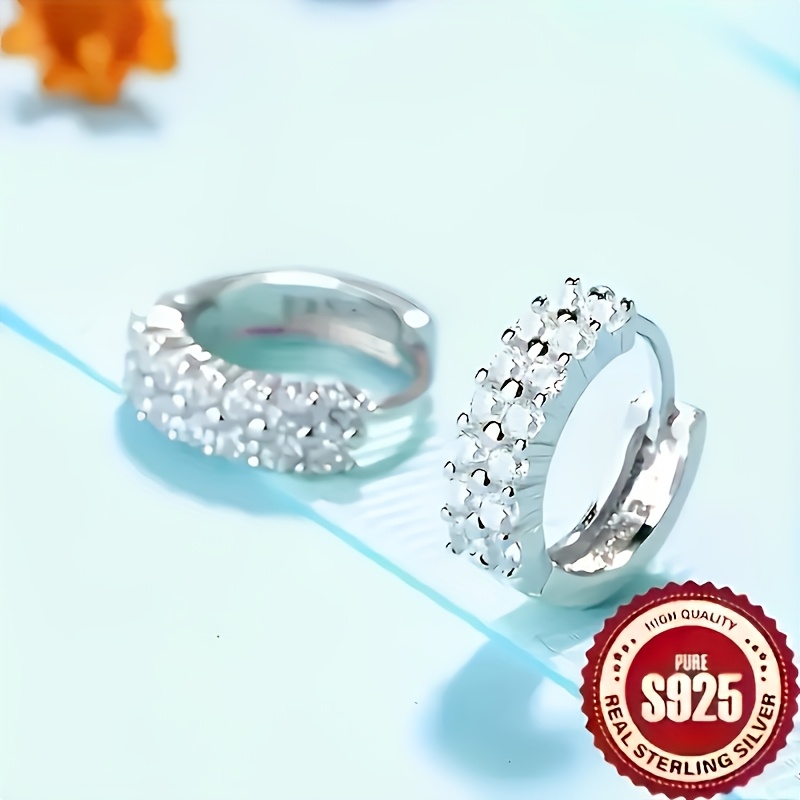 1 Pereche de Cercei S925 Argint Sterling, Stil Fashion Clasic, Exquisiți, Lustruiți, Dublu Strat, Cubic, Zirconiu Sintetic, Geometrici, Design Creativ High-End, Stil Unic, Formă de Inimă, Minimaliști, Lux, Cuplu, Mini, Drăguți, Zilnic, Petrecere