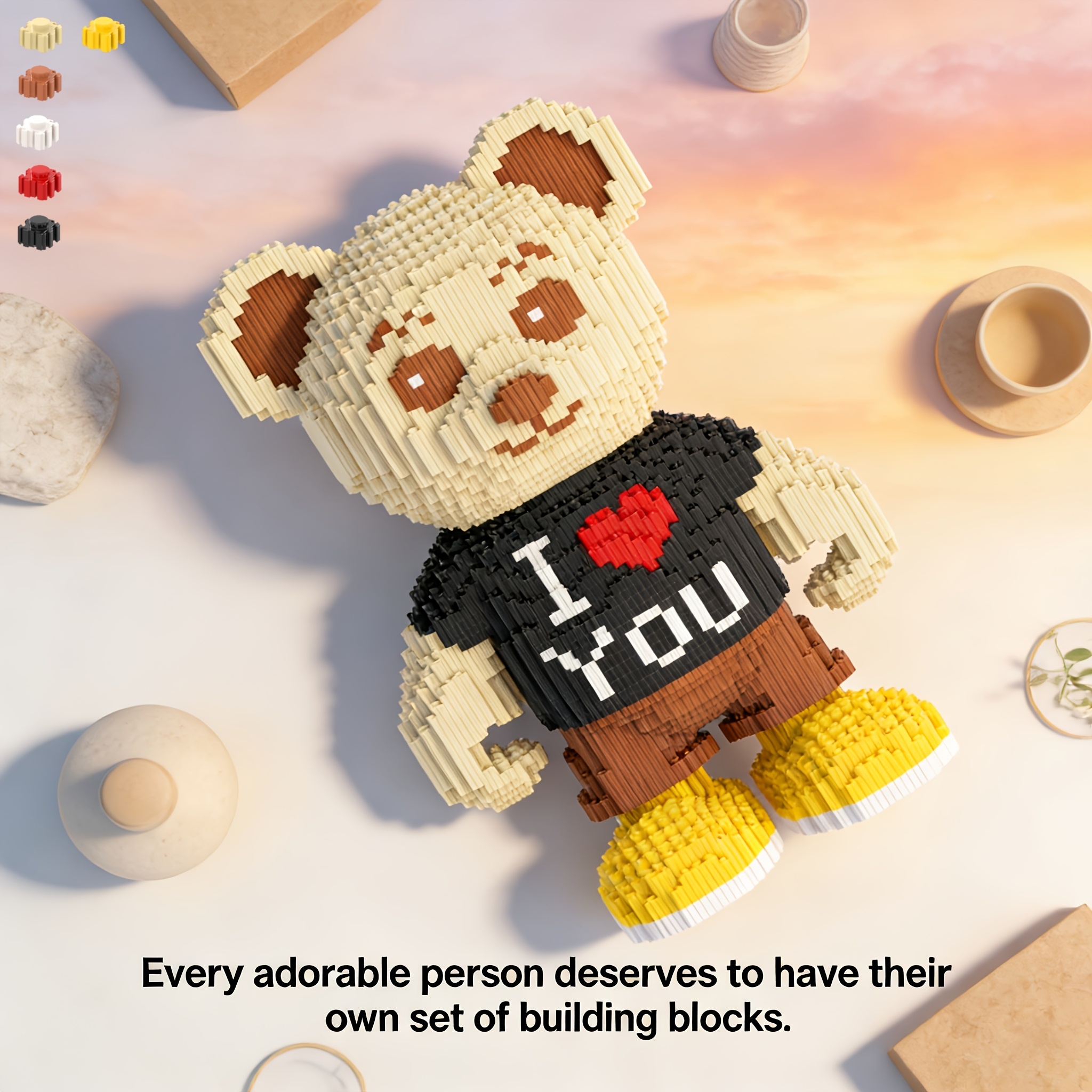 Image of 1780pcs, Love Bear 3d Stereoscopic Puzzle, Round Head, Round Brain, Round Body. Multi-scene Universal Ornament, Used For Decoration, Desktop Ornament, House Decoration, Birthday Gift/holiday Gift