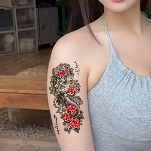 ARYU 8 Adesivi Per Tatuaggi A Colori Con Farfalla, Fiore Di Pruno, Drago E Fenice - Foto 12